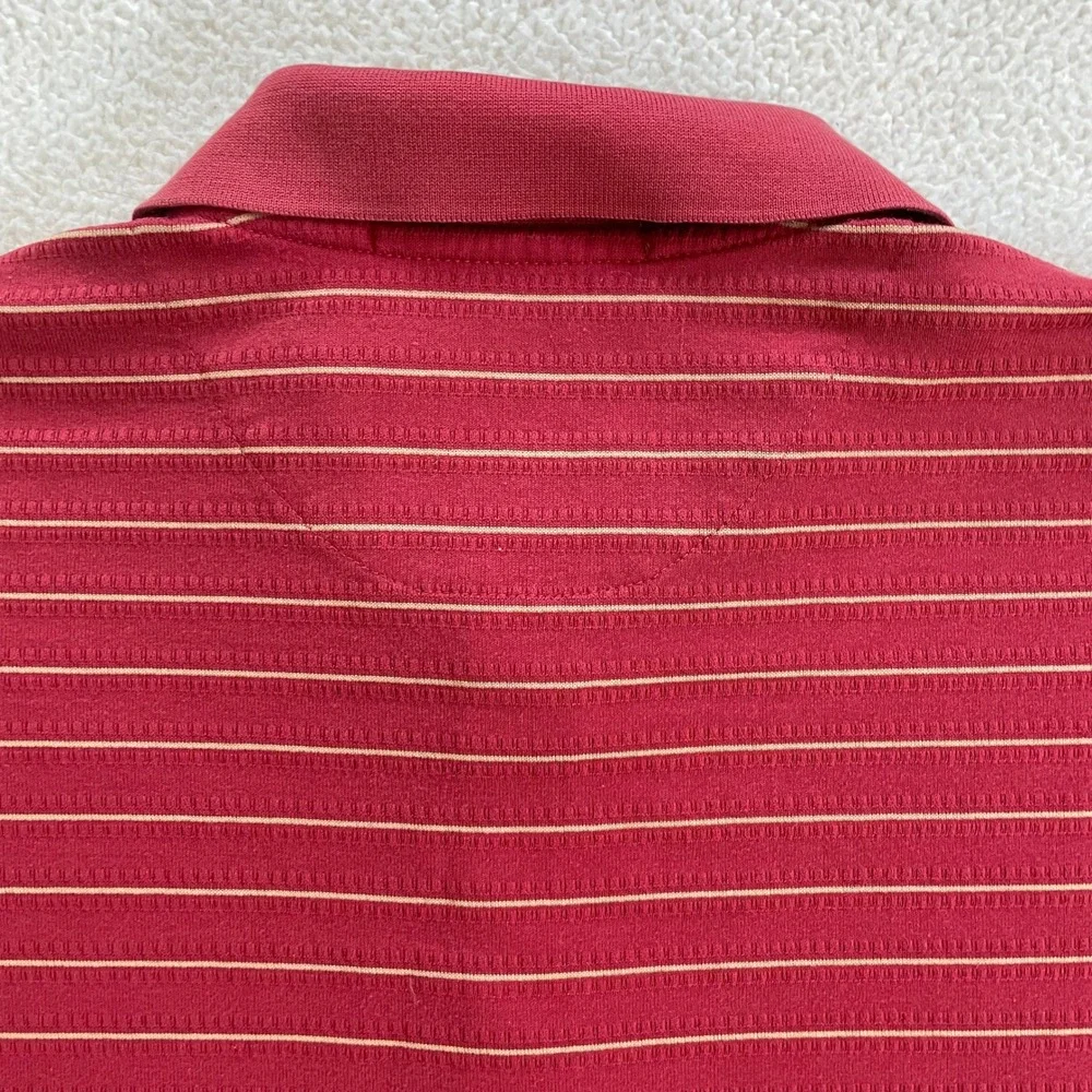Nike Mens Medium Polo Shirt Red Tiger Woods Collection Striped Fit‎ Dry Golf